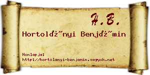 Hortolányi Benjámin névjegykártya